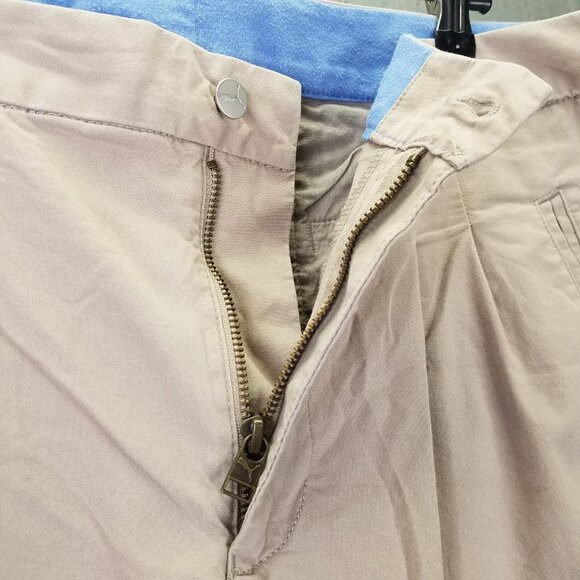 Puma Chino Pants Men's L Beige Pleated Flip Cuff Casual Trouser Stretch Cotton - Picture 6 of 16